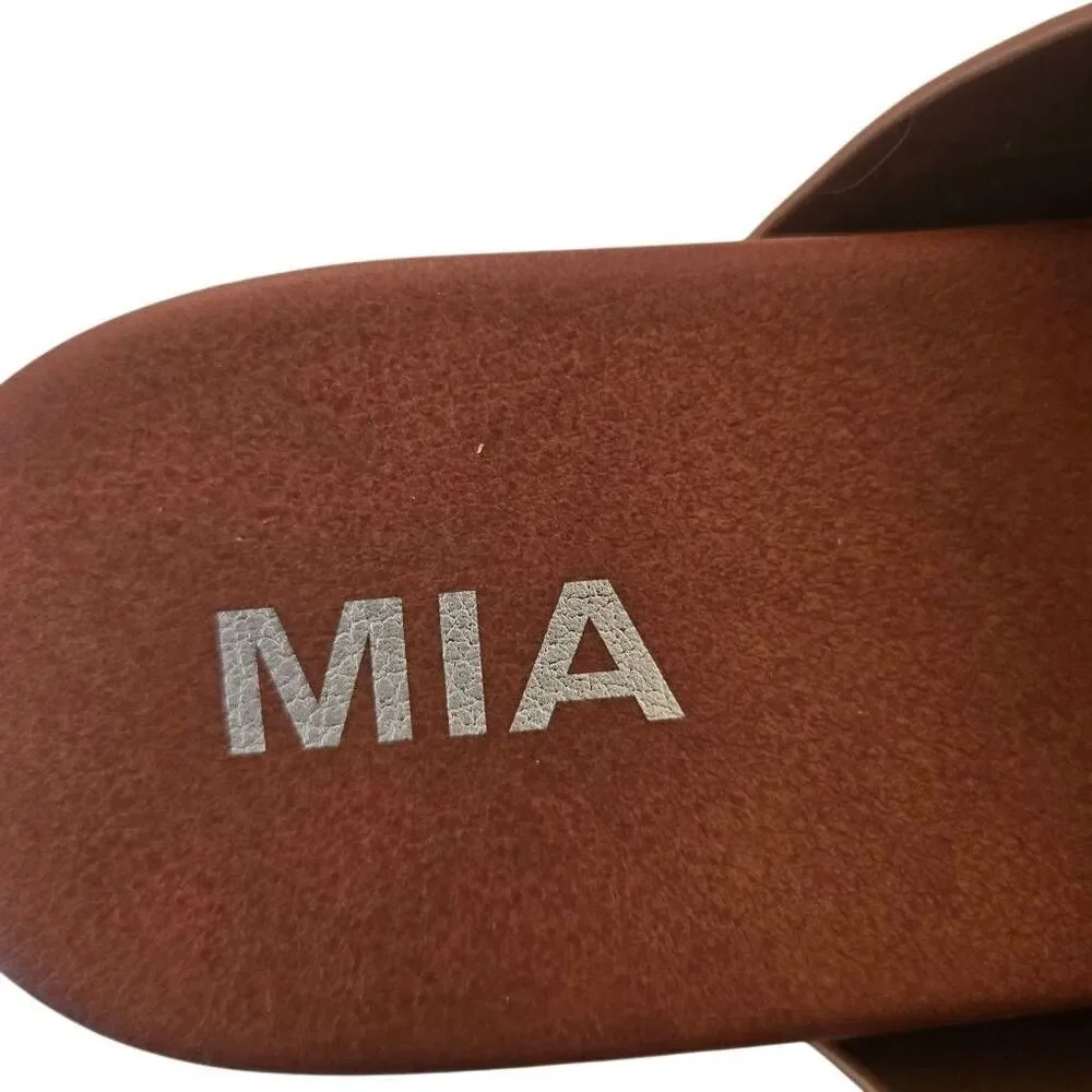 MIA Womens Kely Cognac Dual Strap Slide Espadrille Size 6.5 - Picture 4 of 9
